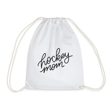 Hockey Mom Script Logo - Drawstring Bag - white - Front