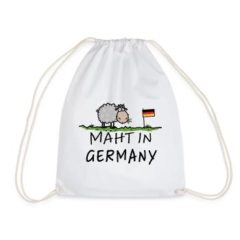 Mowing in Germany – Sheep Pun Gift Baby - Drawstring Bag - white - Front