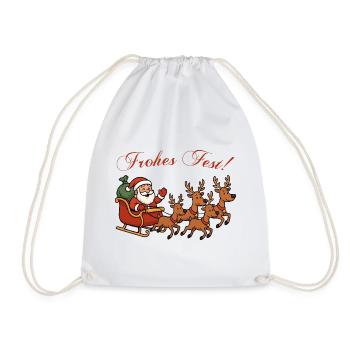 Merry celebration with reindeer sleigh - Drawstring Bag - white - Front
