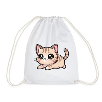 Charme aux yeux de chaton beiges de Kawaii - Sac de sport léger - blanc - Devant