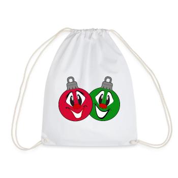 Deux drôles de boules de sapin de Noël au nez rouge - Sac de sport léger - blanc - Devant