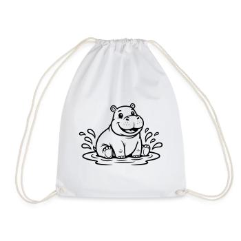  Süßes Hippo Baby im Wasser Comic Vektor - Turnbeutel - Weiß - Vorne