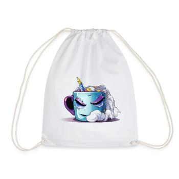 Schlafendes Einhorn-Tassendesign - Turnbeutel - Weiß - Vorne