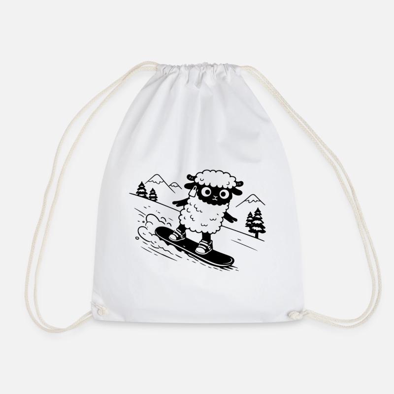 Snowboard sheep - Drawstring Bag - white