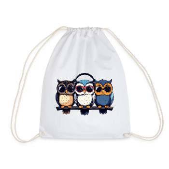 Trio des Trois Chouettes Cool avec lunettes de soleil casque - Sac de sport léger - blanc - Devant