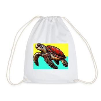 turtle - Drawstring Bag - white - Front