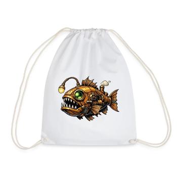 Steampunk Deep Sea Piranha - Drawstring Bag - white - Front