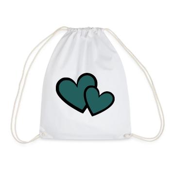 Cœur bleu, cœur foncé à 2 cœurs - Sac de sport léger - blanc - Devant