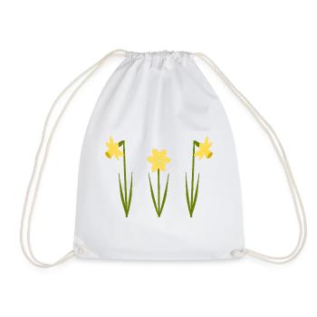 March Birthday Birth Flower Daffodils in Bloom - Drawstring Bag - white - Front