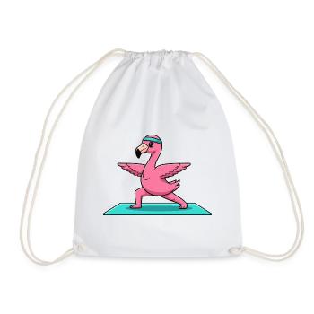 Yoga-Flamingo-Vogel macht Krieger-Pose - Turnbeutel - Weiß - Vorne