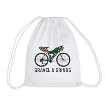 Gravel & Grinds Minimalistische Fahrradkunst - Turnbeutel - Weiß - Vorne