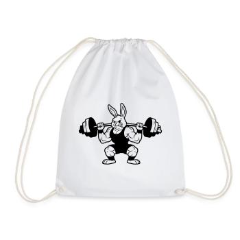 Muscle Bunny Dumbbell Outline - Drawstring Bag - white - Front