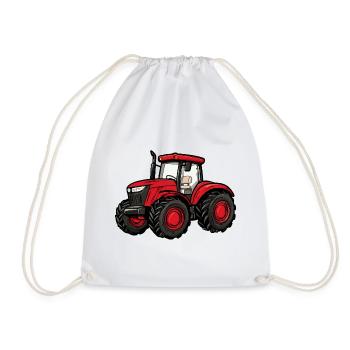 Roter Traktor Cartoon - Turnbeutel - Weiß - Vorne