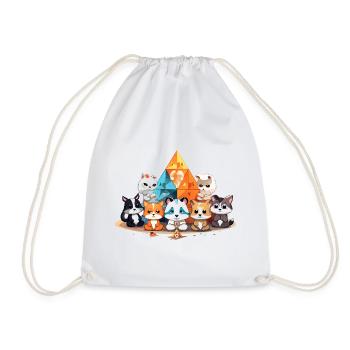 Des chats devant des pyramides de cristal colorées - Sac de sport léger - blanc - Devant