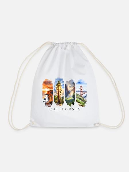 California Urlaub Travel – Golden State Motiv - Turnbeutel - Weiß