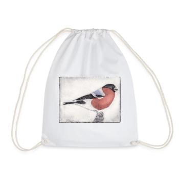 Bird colorfully colored - print template hand carved - Drawstring Bag - white - Front