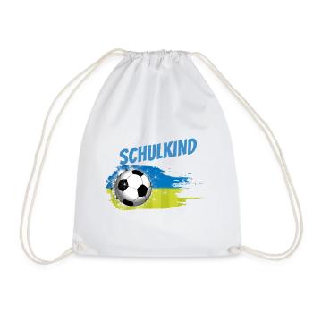 Schulkind 2026 Fußball Blau-Grün Splash - Turnbeutel - Weiß - Vorne