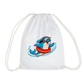Dauphin drôle avec des lunettes de plongée - Sac de sport léger - blanc - Devant