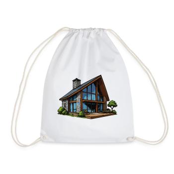 Glasfront Holzhaus Chalet - Turnbeutel - Weiß - Vorne