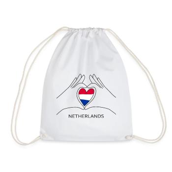 Holland Fan Heart with Dutch Flag - Drawstring Bag - white - Front