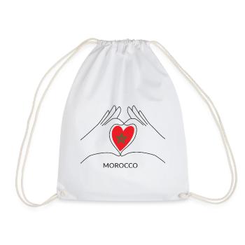 Cœur de supporter marocain avec drapeau marocain - Sac de sport léger - blanc - Devant