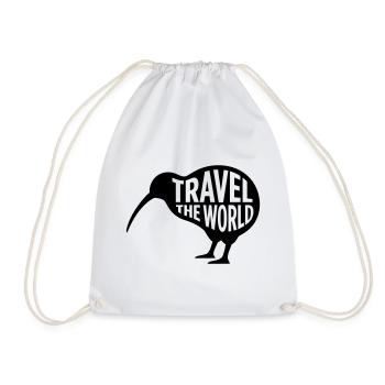Kiwi Vogel Travel The World – Funny Travel - Drawstring Bag - white - Front