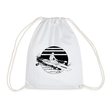 Rower Drawing - Drawstring Bag - white - Front