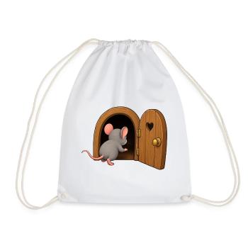 Neugierige Maus und kleine Tür - Turnbeutel - Weiß - Vorne