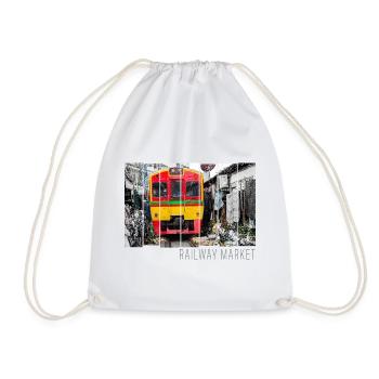 Railway Market Mae Klong in Thailand Souvenir - Turnbeutel - Weiß - Vorne