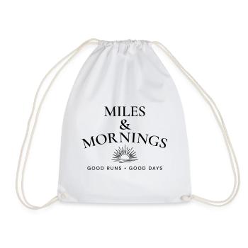 Miles & Mornings – Morgendlicher Lauf-Lebensstil - Turnbeutel - Weiß - Vorne