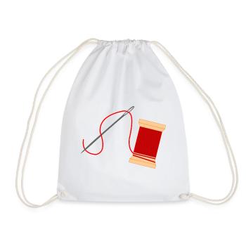Needle and thread logo embroidery - Drawstring Bag - white - Front