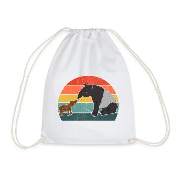 Tapir Familie Mutter Kind Baby Vintage Geschenk - Turnbeutel - Weiß - Vorne