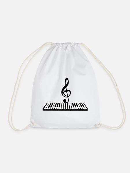 Klavier mit Notentaste, Keyboard - Turnbeutel - Weiß
