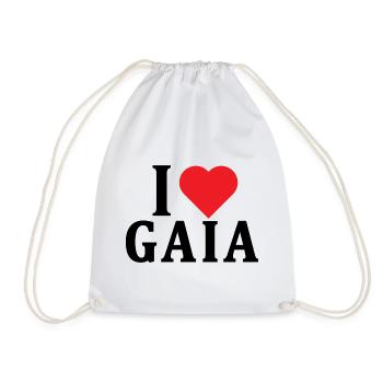 T-Shirt Ich liebe Gaia T-Shirt Geschenkidee - Turnbeutel - Weiß - Vorne