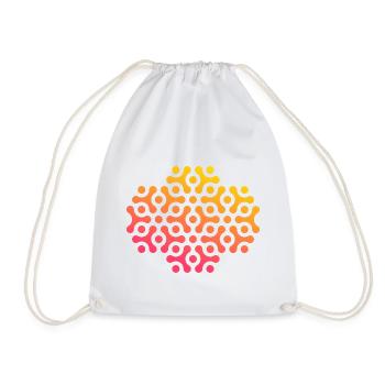 Pattern with circles and round shapes in yellow pink - Drawstring Bag - white - Front
