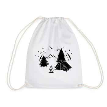 Tent starry sky in forest - Drawstring Bag - white - Front