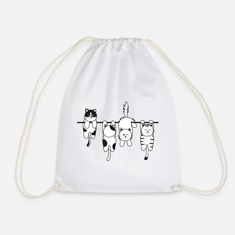 Laundry cat - Drawstring Bag - white