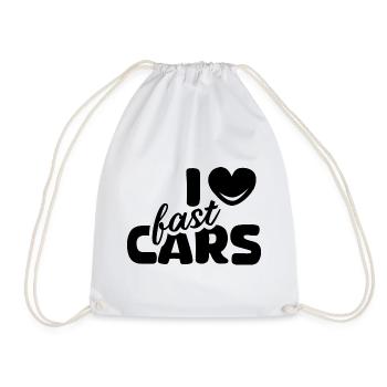 i love cars cars sports car tuner icon graphic - Drawstring Bag - white - Front