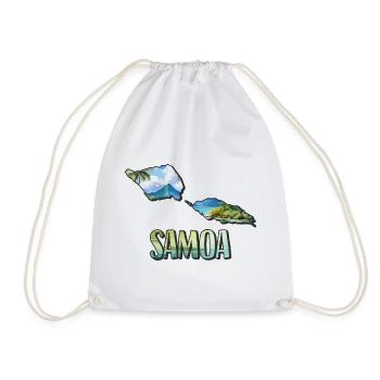 Watercolor Map Samoa - Drawstring Bag - white - Front