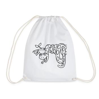 Snake Kawaii coloring page hand-illustrated - Drawstring Bag - white - Front