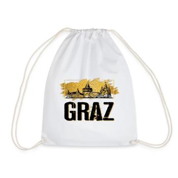Graz Austria Skyline City Gold Home Love - Drawstring Bag - white - Front
