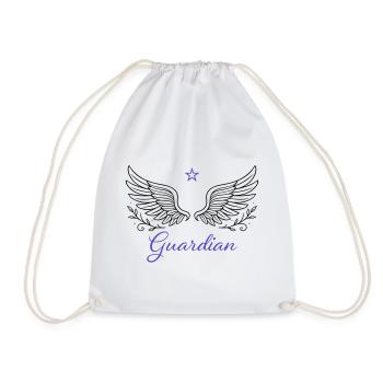 Guardian Wings - Spiritual Angel Art - Drawstring Bag - white - Front