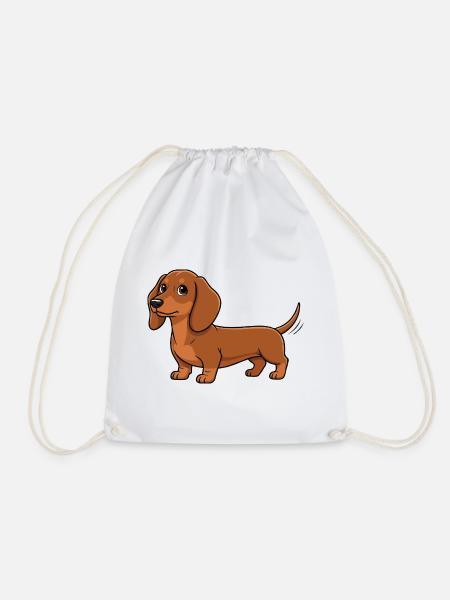 Teckel_puppy_bruin - Turnbeutel - Weiß