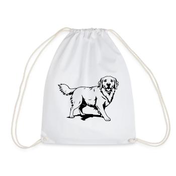 Golden Retriever black - Drawstring Bag - white - Front