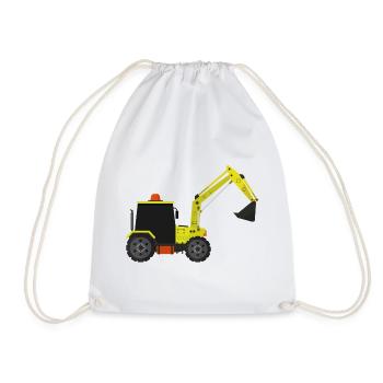 Excavator - Drawstring Bag - white - Front