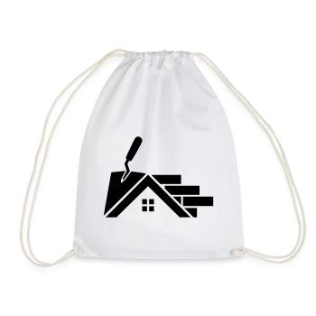 Maurer logo with house contour, trowel & bricks - Drawstring Bag - white - Front