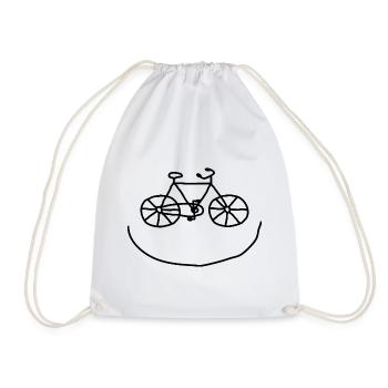 Lachendes Fahrrad Lächeln Rad Geschenk - Turnbeutel - Weiß - Vorne