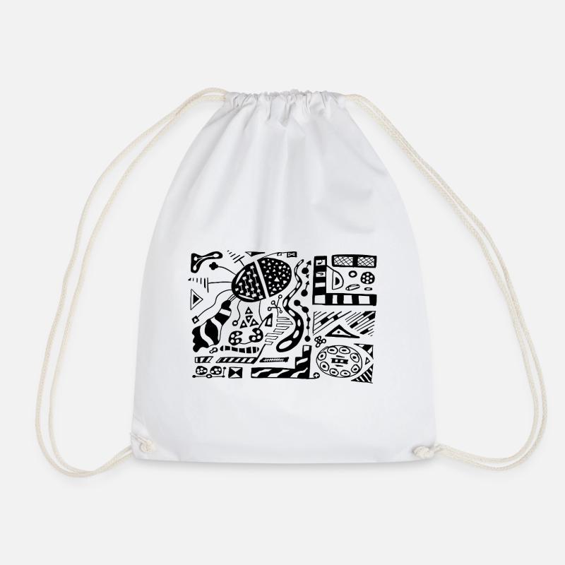 Abstract Doodle - Drawstring Bag - white