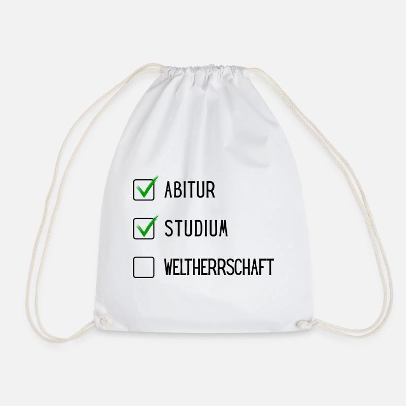 Studium Checkliste (ABI, Studium, Weltherschaft) - Turnbeutel - Weiß