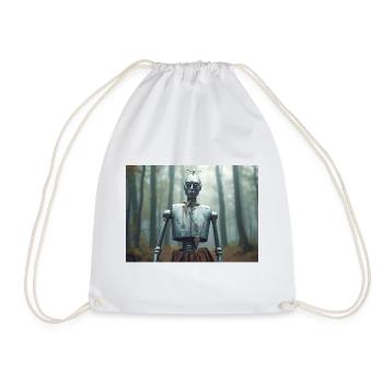 The Tin Man, A Metal Body Longs for Heart - Drawstring Bag - white - Front